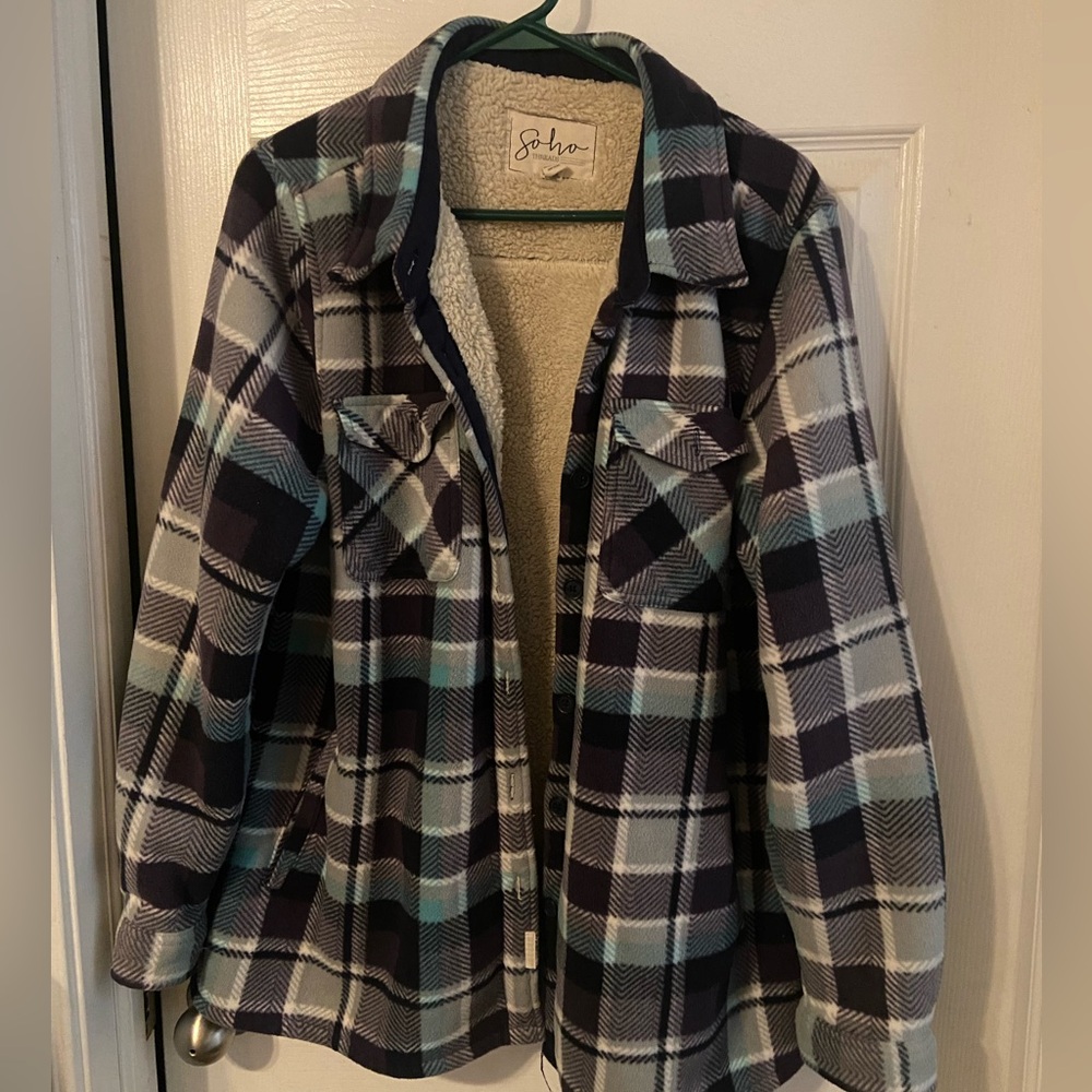 Soho Threads Sherpa Plaid Jacket